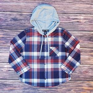 Plaid Button Down Hoodie